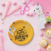 ASSIETTES EN CARTON GHOST BAT SPIDER WEB ILLUSTRATION HALLOWEEN (Fête)