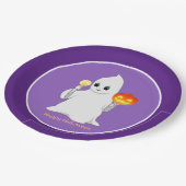 Assiettes En Carton Ghost & Citrouille d'Halloween mignon sur violet (Angle)