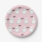 Assiettes En Carton Ghost Hey Boo Pastel Pink Halloween Anniversaire (Devant)