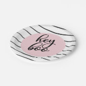 Assiettes En Carton Ghost Hey Boo Pastel Pink Halloween Anniversaire (Angle)