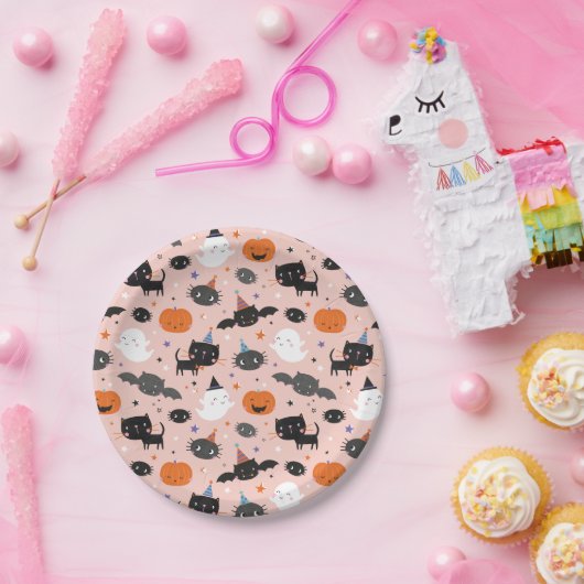 Assiettes En Carton Ghosts, Chats, chauves-souris et Citrouilles d'Hal (Fête)