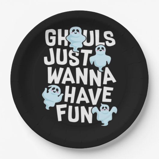 Assiettes En Carton Ghouls veut juste s'amuser amusant et conception m (Devant)