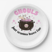 Assiettes En Carton Ghouls veut juste s'amuser belle Halloween (Devant)