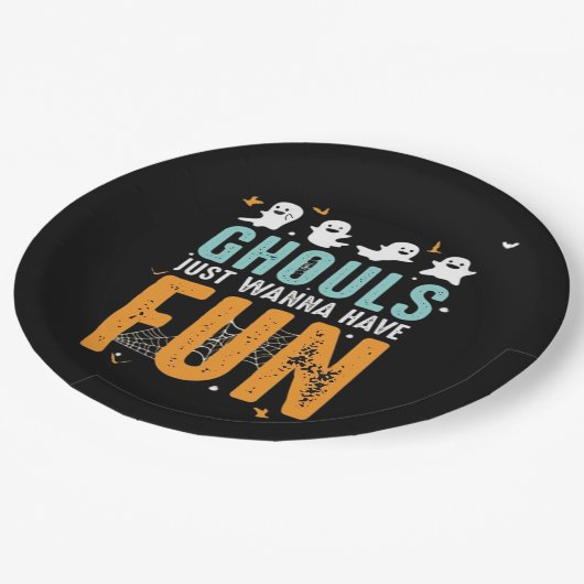 Assiettes En Carton Ghouls veut juste s'amuser drôle Costume d'Hallowe (Angle)