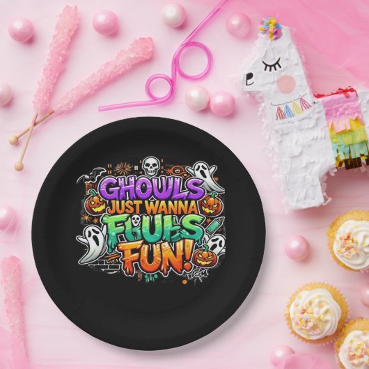 Assiettes En Carton Ghouls veut juste s'amuser - Gouls d'automne (Fête)
