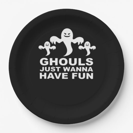 Assiettes En Carton Ghouls veut juste s'amuser Halloween drôle (Devant)
