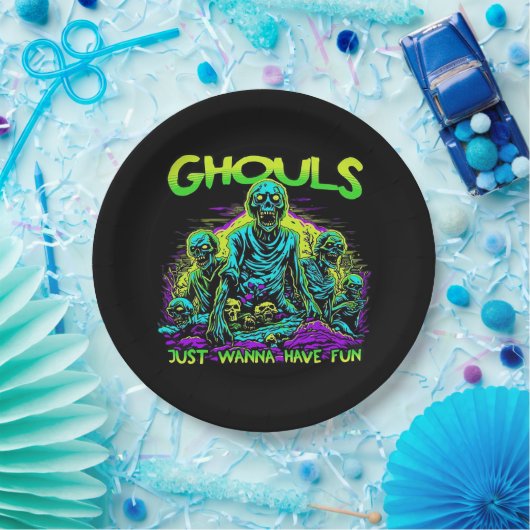 Assiettes En Carton Ghouls veut juste s'amuser - Halloween Sloth Desig (Fête)