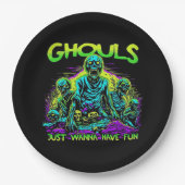 Assiettes En Carton Ghouls veut juste s'amuser - Halloween Sloth Desig (Devant)
