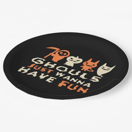 Assiettes En Carton Ghouls veut juste s'amuser Sloth Halloween (Angle)