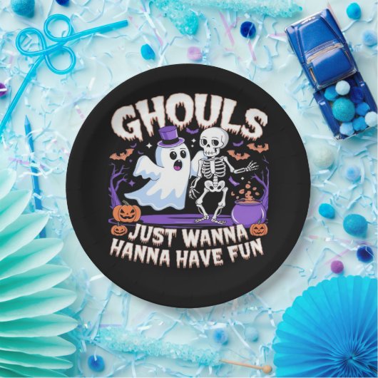 Assiettes En Carton Ghouls Veux Juste S'Amuser Paresseuse Paresseuse (Fête)