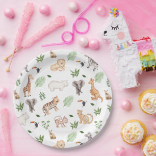 Assiettes En Carton gibier Animal With Jungle Tree