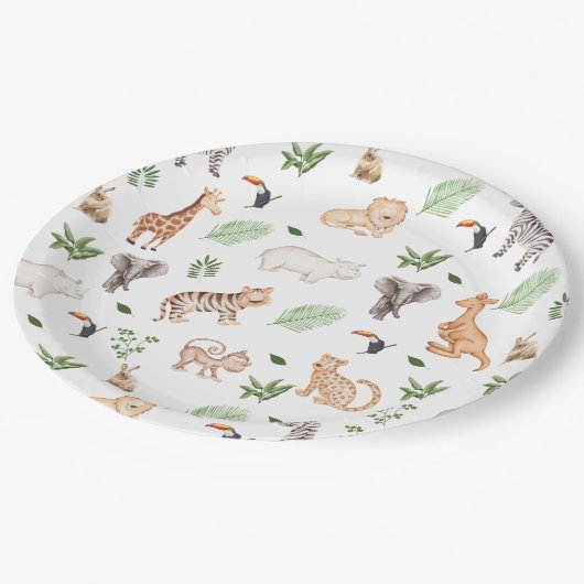 Assiettes En Carton gibier Animal With Jungle Tree (Angle)