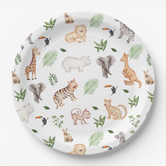 Assiettes En Carton gibier Animal With Jungle Tree (Devant)