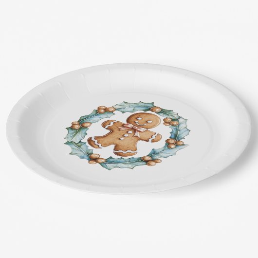 Assiettes En Carton Gingerbread Cookie dans la couronne (Angle)