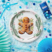 Assiettes En Carton Gingerbread Cookie et Christmas Holly (Fête)