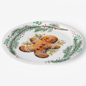Assiettes En Carton Gingerbread Cookie et Christmas Holly (Angle)