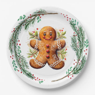 Assiettes En Carton Gingerbread Cookie et Christmas Holly