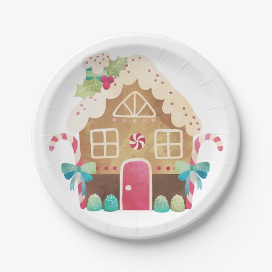 Assiettes En Carton Gingerbread House Paper Plates (Devant)