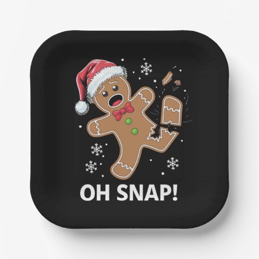 Assiettes En Carton Gingerbread Man Oh Snap Christmas Funny Cookie (Recto)
