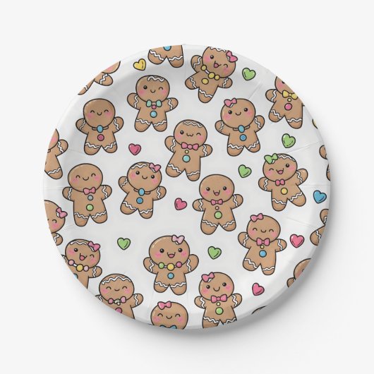 Assiettes En Carton Gingerbread Men Christmas Paper Plates (Devant)