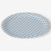 Assiettes En Carton Gingham Bleu Fantaisie (Angle)
