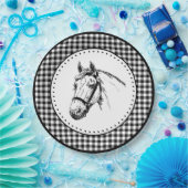 Assiettes En Carton Gingham Cheval (Fête)