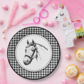Assiettes En Carton Gingham Cheval (Fête)