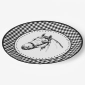 Assiettes En Carton Gingham Cheval (Angle)