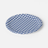 Assiettes En Carton Gingham Classique Bleu Vrai (Angle)