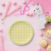 Assiettes En Carton Gingham Classique Jaune Doré (Fête)