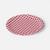 Assiettes En Carton Gingham Classique Rouge Cerise (Angle)