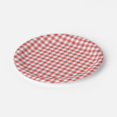 Assiettes En Carton Gingham Classique Rouge Corail (Angle)