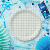 Assiettes En Carton Gingham Classique Vert Sauge (Fête)