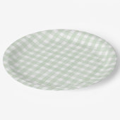 Assiettes En Carton Gingham Classique Vert Sauge (Angle)