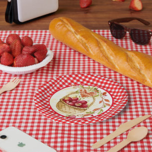 Assiettes En Carton Gingham de style campagnard avec panier de récolte