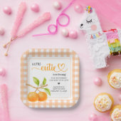 Assiettes En Carton Gingham Orange Baby Shower (Fête)