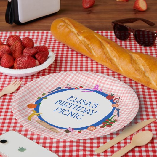 Assiettes En Carton Gingham Picnic Modern Cute CUSTOM BIRTHDAY PARTY (Pique-nique)