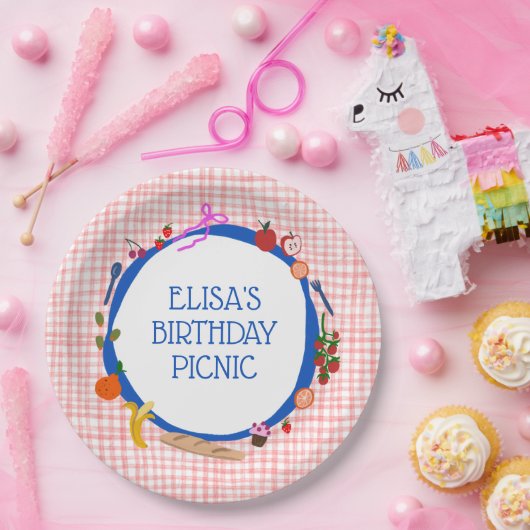 Assiettes En Carton Gingham Picnic Modern Cute CUSTOM BIRTHDAY PARTY (Fête)