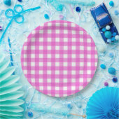 Assiettes En Carton Gingham rose (Fête)