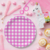 Assiettes En Carton Gingham rose (Fête)