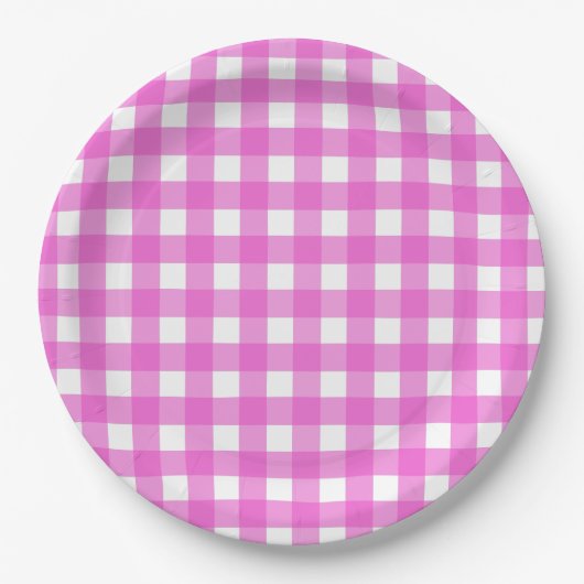 Assiettes En Carton Gingham rose (Devant)