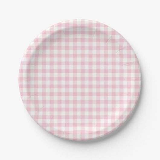 Assiettes En Carton Gingham rose classique (Devant)