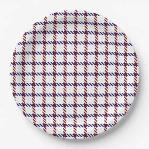 Assiettes En Carton Gingham Rouge, Blanc et Bleu Rustique