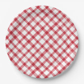 Assiettes En Carton Gingham Rouge Rustique (Devant)