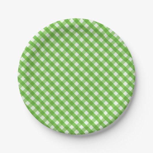 Assiettes En Carton Gingham vert (Devant)
