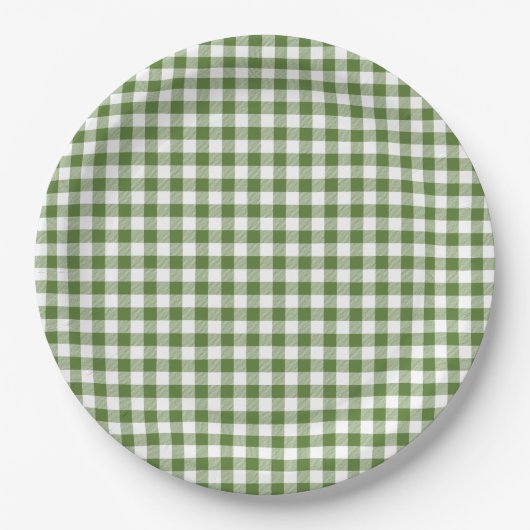 Assiettes En Carton Gingham Vert Capricieux (Devant)