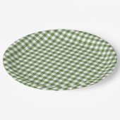 Assiettes En Carton Gingham vert fantaisiste (Angle)