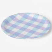 Assiettes En Carton Gingham Violet Pastel (Angle)