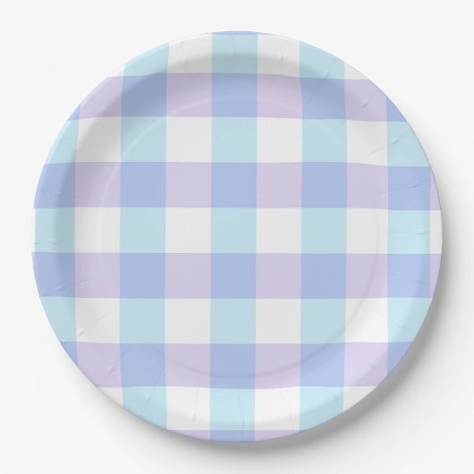 Assiettes En Carton Gingham Violet Pastel (Devant)