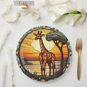 Assiettes En Carton Girafe africaine Anniversaire